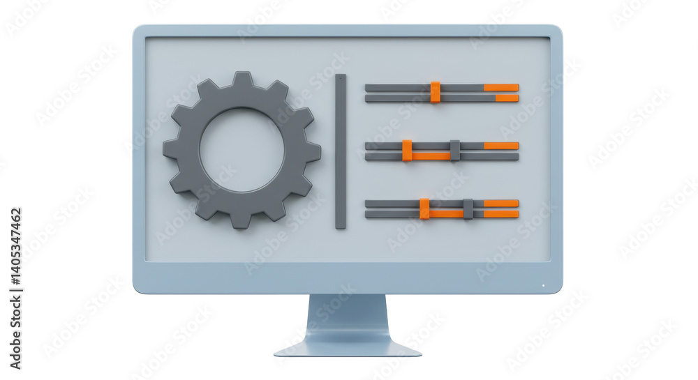 Poster isolated computer screen with settings