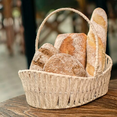 Fresh bread in a basket