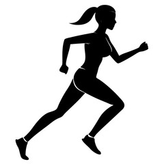 Woman Jogging Silhouette Vector Art Illustration