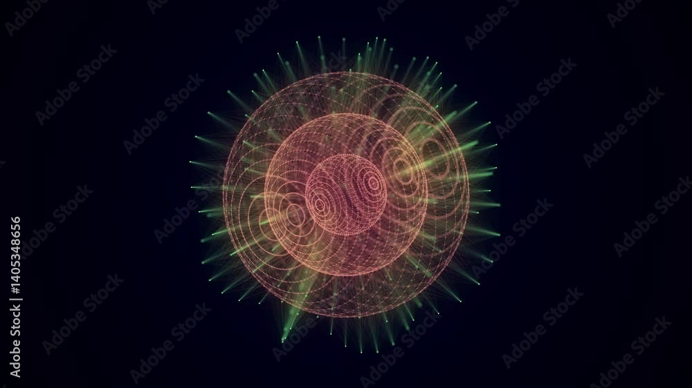 Poster futuristic colors sphere of particles and lines. network connection big data. abstract technology ba
