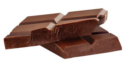 Isolated Chocolate bar piece falling on white background. Flying  Milk Chocolate  in the air.  Package design element