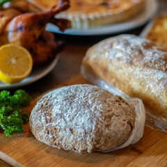 Fresh baked sourdough bread on the table