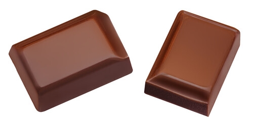 Isolated Chocolate bar piece falling on white background. Flying  Milk Chocolate  in the air.  Package design element