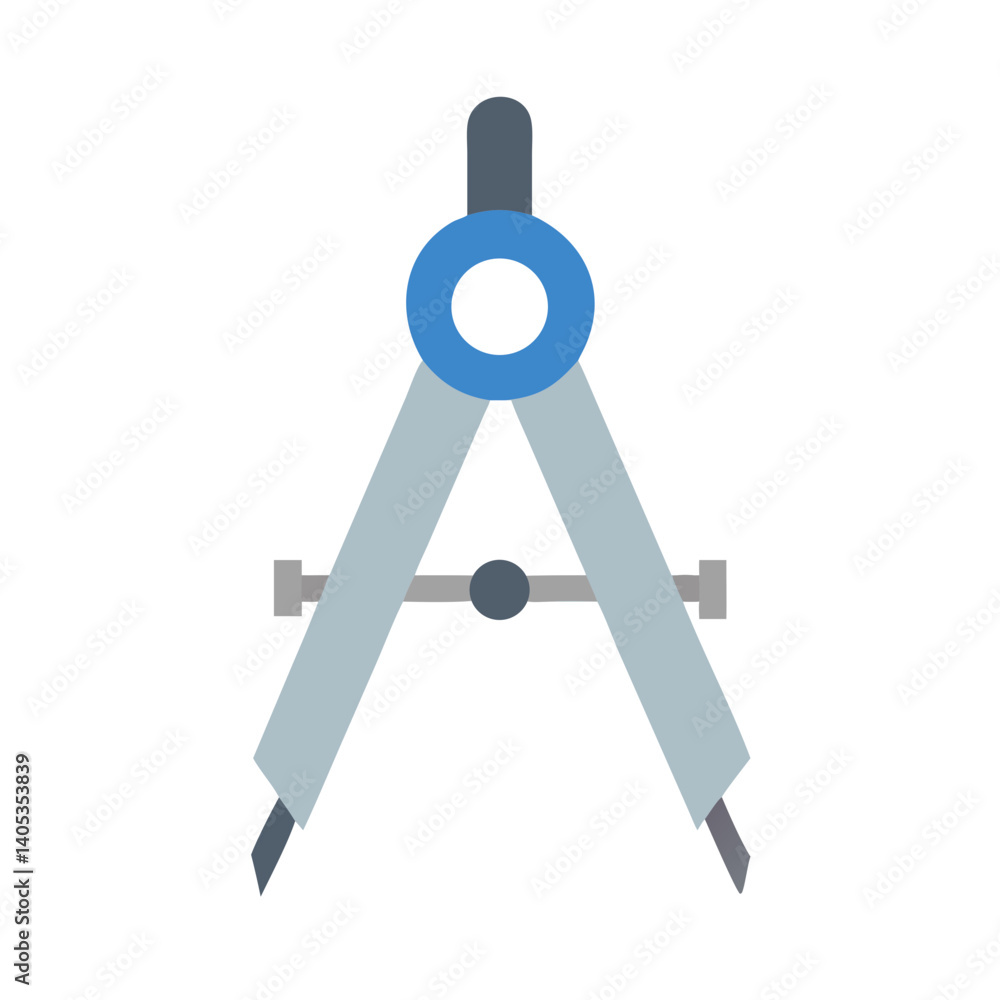 Poster compass tool icon representing precision engineering and drafting