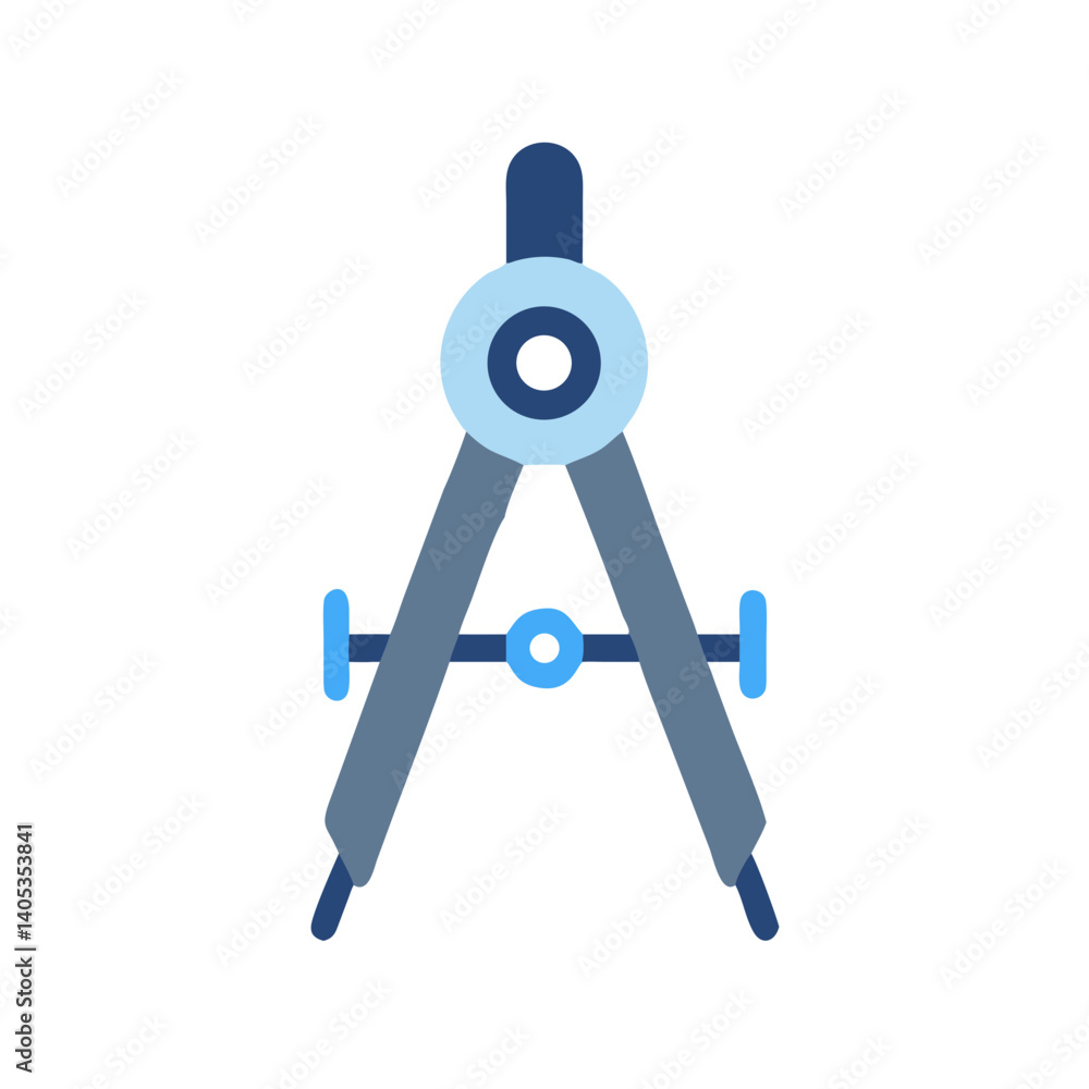 Poster compass tool icon representing precision engineering and drafting