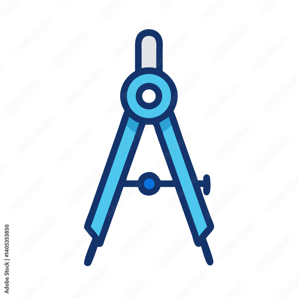 Poster compass tool icon representing precision engineering and drafting