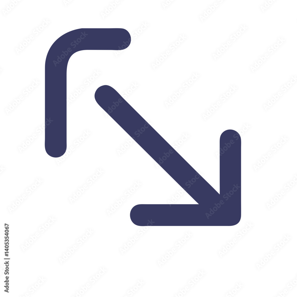 Poster Corner Arrow Pointing Down Right Icon Representing Directional Movement