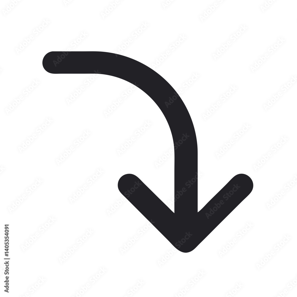 Poster Corner Arrow Pointing Down Right Icon Representing Directional Navigation