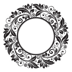 Elegant Circular Floral Frame, Ornamental Vintage Border Design, Round vector frame of flowers isolated