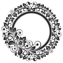 Elegant Circular Floral Frame, Ornamental Vintage Border Design, Round vector frame of flowers isolated