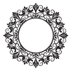 Elegant Circular Floral Frame, Ornamental Vintage Border Design, Round vector frame of flowers isolated