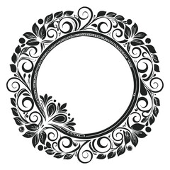 Elegant Circular Floral Frame, Ornamental Vintage Border Design, Round vector frame of flowers isolated