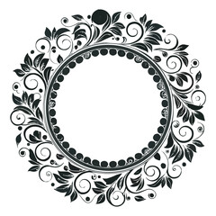 Elegant Circular Floral Frame, Ornamental Vintage Border Design, Round vector frame of flowers isolated