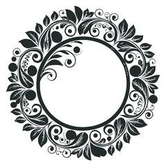 Elegant Circular Floral Frame, Ornamental Vintage Border Design, Round vector frame of flowers isolated