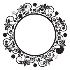 Elegant Circular Floral Frame, Ornamental Vintage Border Design, Round vector frame of flowers isolated