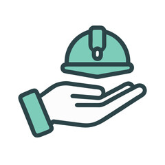 Hand Holding Hard Hat Icon &ndash; Workplace Safety and Construction Symbol