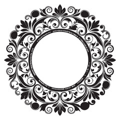 Elegant Circular Floral Frame, Ornamental Vintage Border Design, Round vector frame of flowers isolated