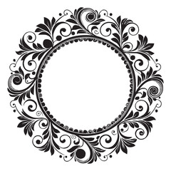 Elegant Circular Floral Frame, Ornamental Vintage Border Design, Round vector frame of flowers isolated