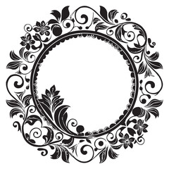 Elegant Circular Floral Frame, Ornamental Vintage Border Design, Round vector frame of flowers isolated