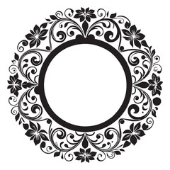 Elegant Circular Floral Frame, Ornamental Vintage Border Design, Round vector frame of flowers isolated