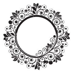 Elegant Circular Floral Frame, Ornamental Vintage Border Design, Round vector frame of flowers isolated