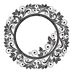 Elegant Circular Floral Frame, Ornamental Vintage Border Design, Round vector frame of flowers isolated