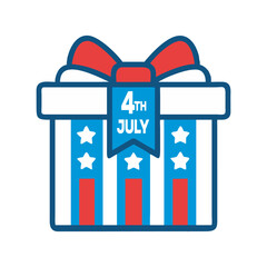 Fourth july themed christmas giftbox icon