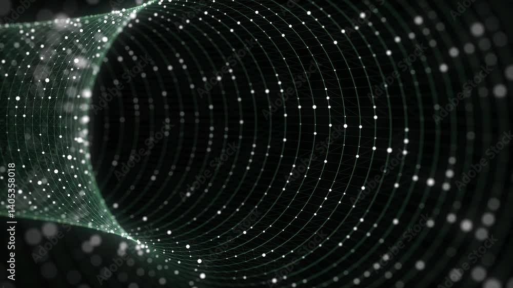 Poster abstract wireframe tunnel. light science wormhole. 3d portal grid. futuristic fantasy funnel. 3d ren