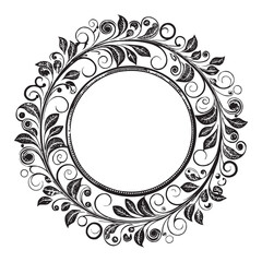Elegant Circular Floral Frame, Ornamental Vintage Border Design, Round vector frame of flowers isolated