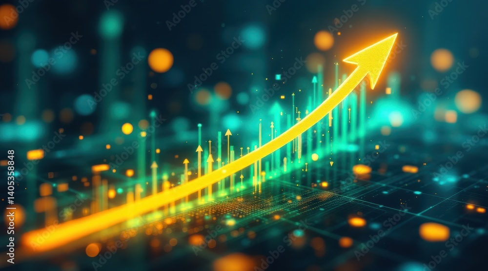 Aufkleber a vibrant digital representation of an upward trend in data visualization, showcasing growth with co