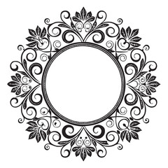 Elegant Circular Floral Frame, Ornamental Vintage Border Design, Round vector frame of flowers isolated