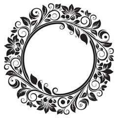 Elegant Circular Floral Frame, Ornamental Vintage Border Design, Round vector frame of flowers isolated