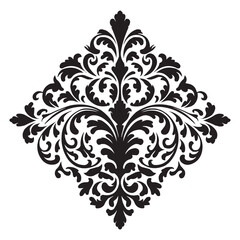 Vintage Baroque Ornament, Elegant Floral Damask Decorative Element, floral retro antique style. Acanthus pattern foliage swirl design element wedding decoration