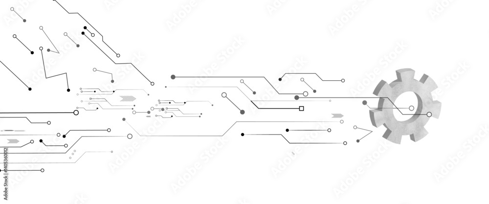 Poster abstract grey circuit line technology pattern on white background, futuristic vector illustration of