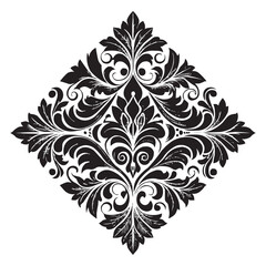 Vintage Baroque Ornament, Elegant Floral Damask Decorative Element, floral retro antique style. Acanthus pattern foliage swirl design element wedding decoration