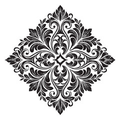Vintage Baroque Ornament, Elegant Floral Damask Decorative Element, floral retro antique style. Acanthus pattern foliage swirl design element wedding decoration