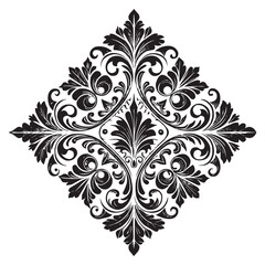 Vintage Baroque Ornament, Elegant Floral Damask Decorative Element, floral retro antique style. Acanthus pattern foliage swirl design element wedding decoration