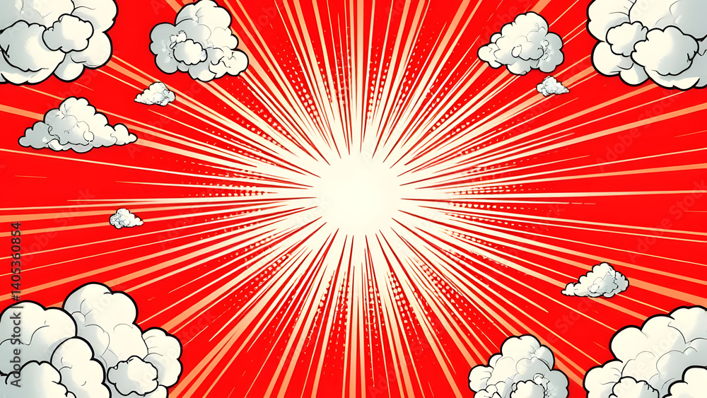 Poster explosive energy: an abstract illustration with radiating lines that symbolizes powerful energy, set