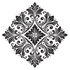 Vintage Baroque Ornament, Elegant Floral Damask Decorative Element, floral retro antique style. Acanthus pattern foliage swirl design element wedding decoration