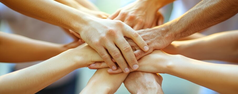 Hands clasped together in a powerful symbol of unity, representing collaboration, support, and shared purpose. This image evokes feelings of strength, togetherness, and collective ambition.