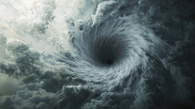 Apocalyptic Vortex: A swirling maelstrom of dark clouds creates a mesmerizing and ominous vortex, a terrifying spectacle of nature's raw power.
