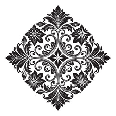 Vintage Baroque Ornament, Elegant Floral Damask Decorative Element, floral retro antique style. Acanthus pattern foliage swirl design element wedding decoration