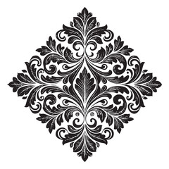 Vintage Baroque Ornament, Elegant Floral Damask Decorative Element, floral retro antique style. Acanthus pattern foliage swirl design element wedding decoration