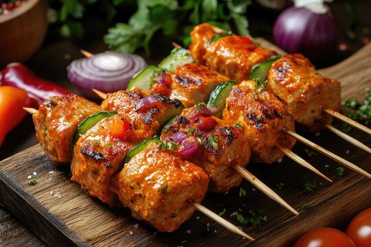 Grilled skewers with vegetables