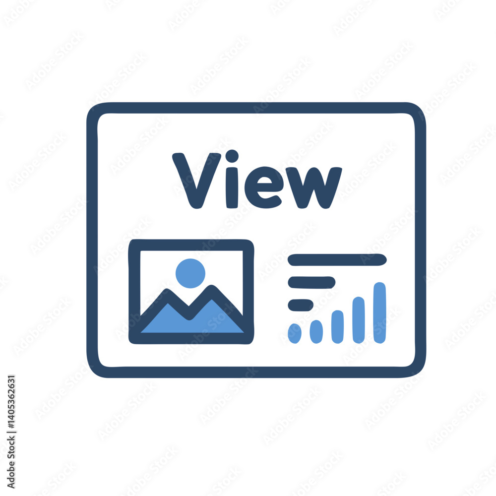 Poster view count with graph icon – audience and engagement analytics symbol