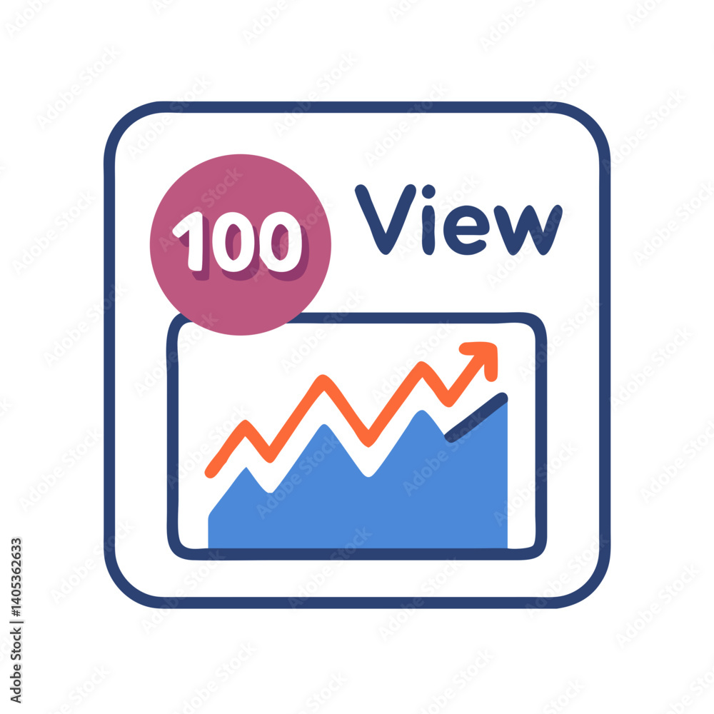 Fototapete view count with graph icon – audience and engagement analytics symbol