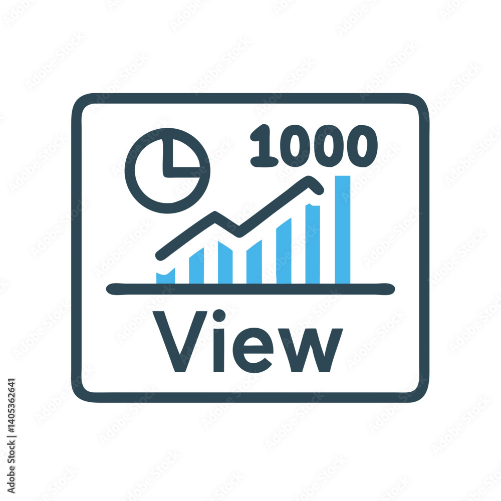 Poster view count with graph icon – audience and engagement analytics symbol