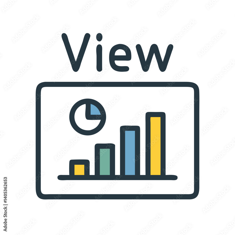 Fototapete view count with graph icon – audience and engagement analytics symbol