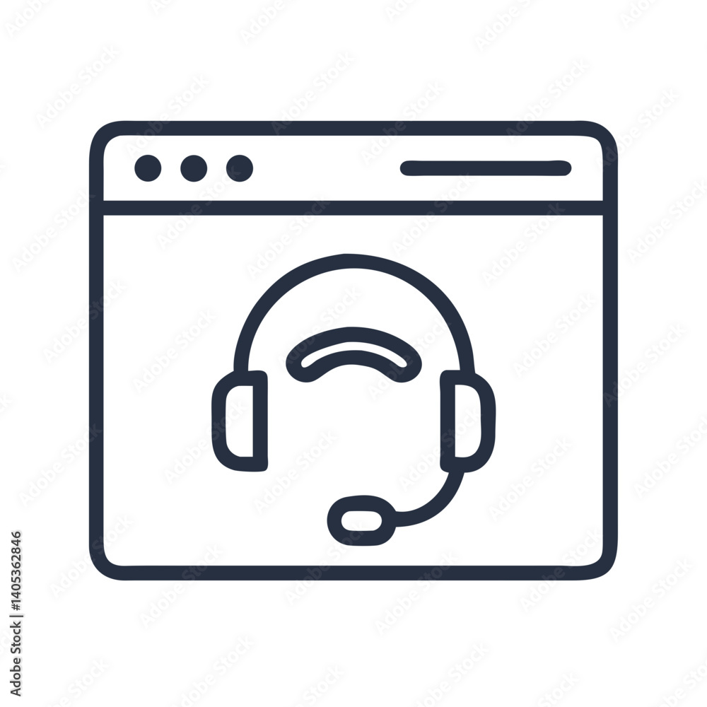Poster webpage with headset icon – customer support and assistance symbol