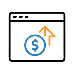 Webpage with Dollar Arrow Icon &ndash; Financial Transaction and Revenue Symbol